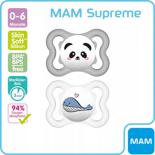 MAM SUPREME suzetă din silicon 0-6 luni x2