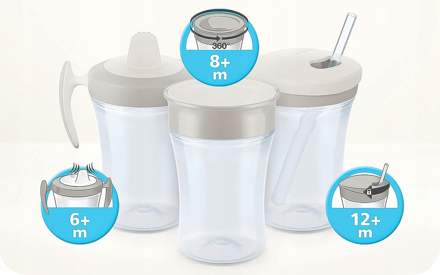 NUK Trainer Cup KUBEK NIEKAPEK ośmiornica 6 m+ 230 ml