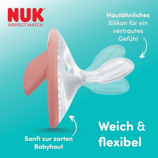 NUK Perfect Match πιπίλες 0-6 μην. 2 τεμ. μπεζ/κόκκινο