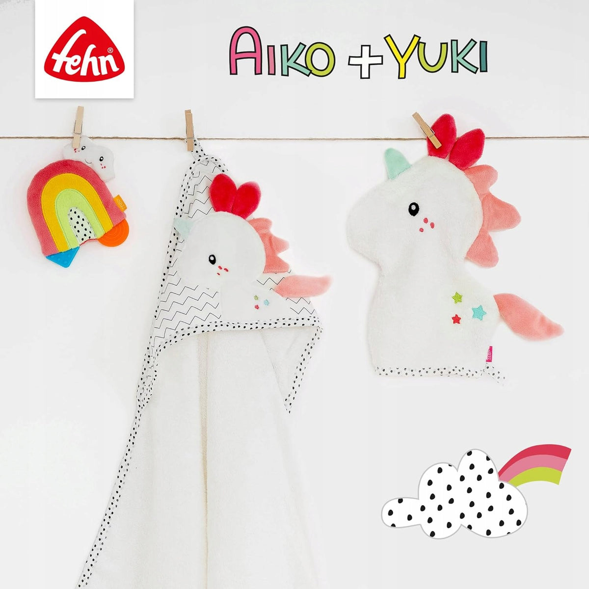 FEHN Aiko&Yuki μαξιλάρι ταξιδιού με κουδουνίστρα ΜΟΝΟΚΕΡΟΣ