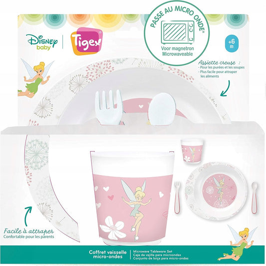 DISNEY BABY Tigex zestaw naczyń Tinkerbell 4el. dla dzieci 6m+, bezpieczny do mikrofalówki