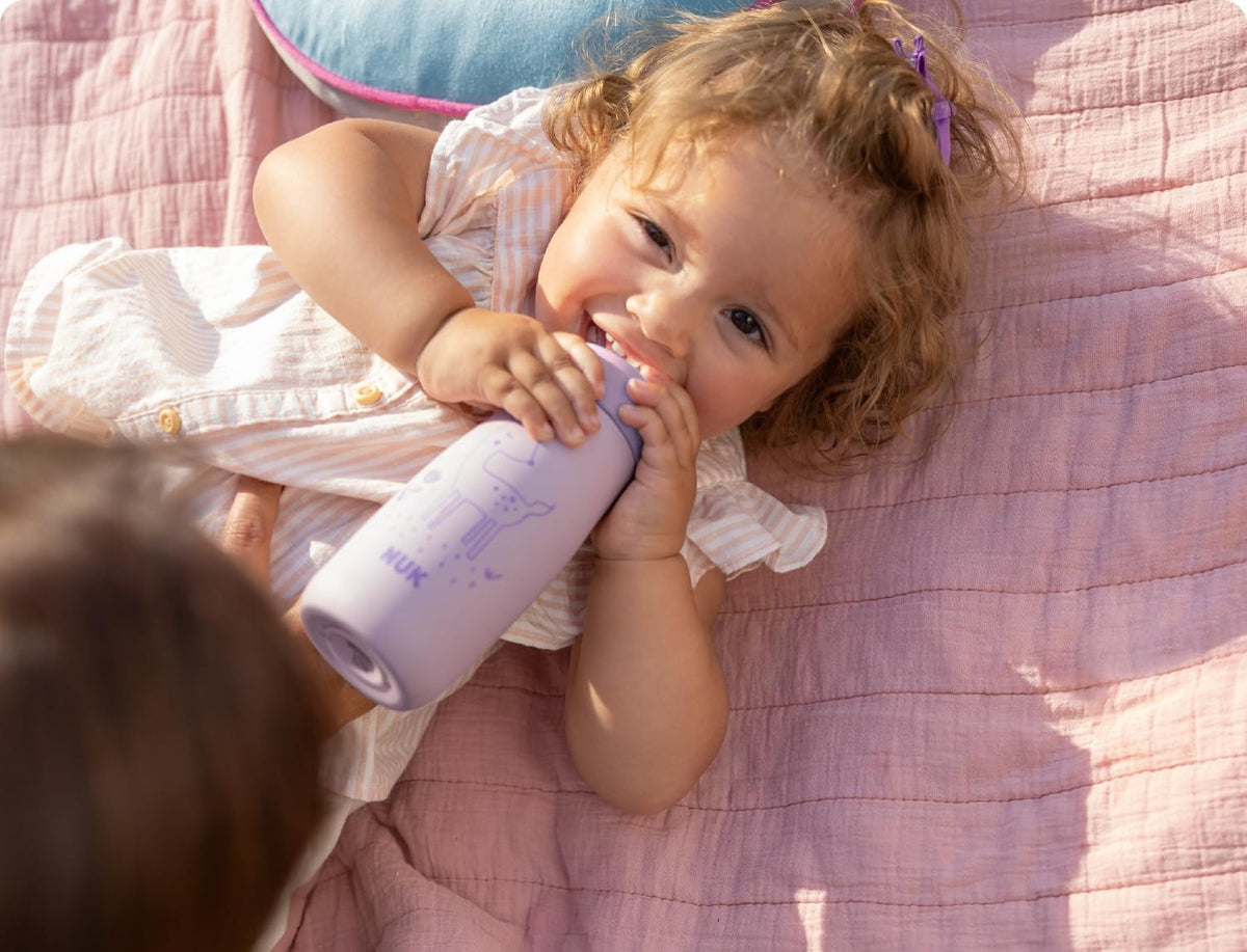 NUK Mini-Me Flip stålflaske med sugerør og drikketud 500 ml 12 m+