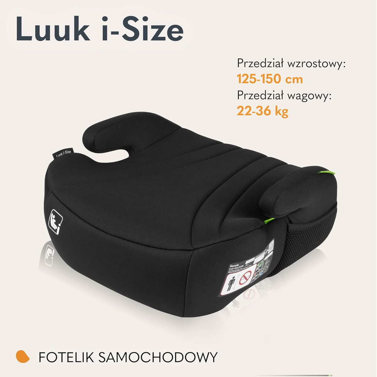 LIONELO LUUK I-SIZE bilbarnstol BILKUDDE upp till 36kg