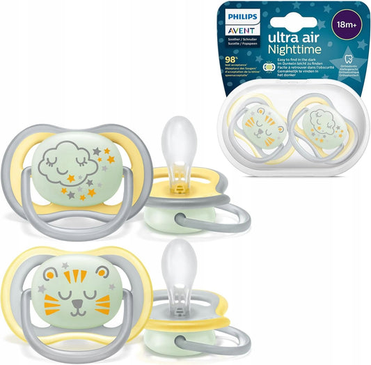 PHILIPS AVENT Ultra Air Night πιπίλες x 2 18 μηνών+ με φώσφορο