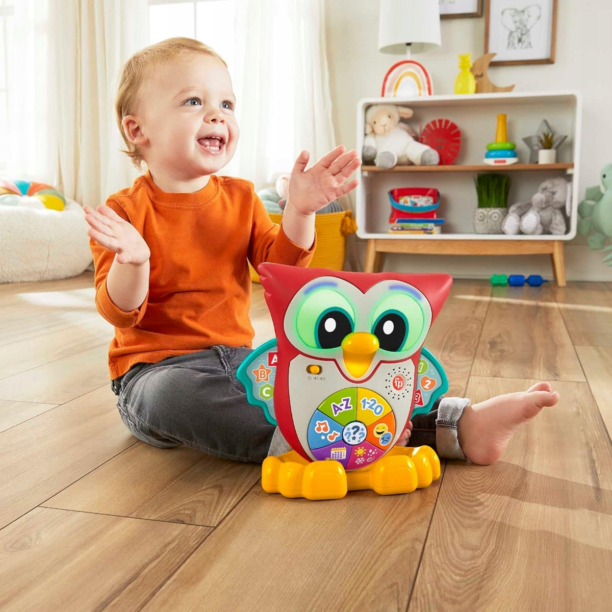 FISHER-PRICE διαδραστική ΚΟΥΚΟΥΒΑΓΙΑ φωτάκια 90 μελωδίες φράσεις ΓΑΛΛΙΚΑ 18 m+