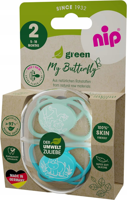 NIP My Butterfly GREEN πιπίλα x2 5-18 μηνών