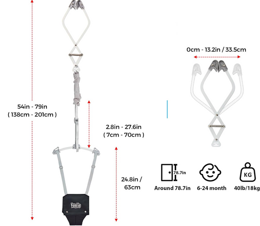 FUNLIO Hop ugráló ajtókeret 6–24 hónap, 18 kg-ig