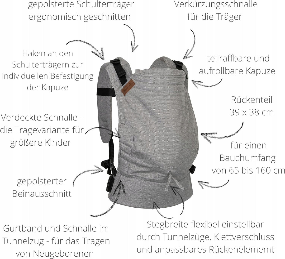 HOPPEDIZ BUCKLE Μάρσιπος εργονομικός 4 σε 1, 3,5-20kg