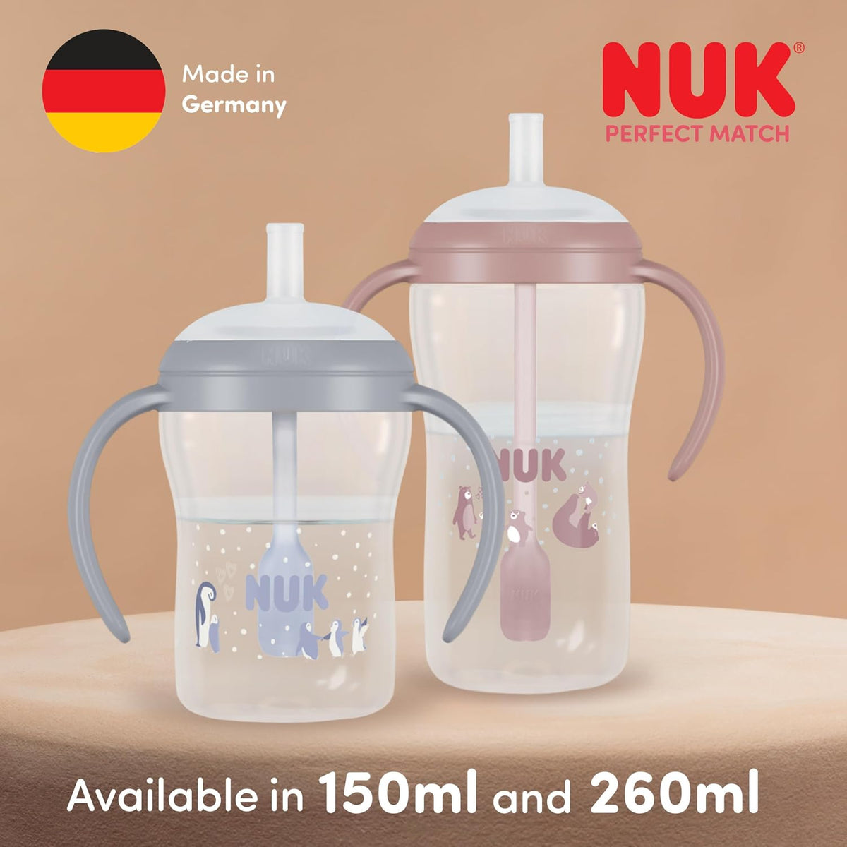NUK Perfect Match ποτήρι με καλαμάκι 260 ml 8m+