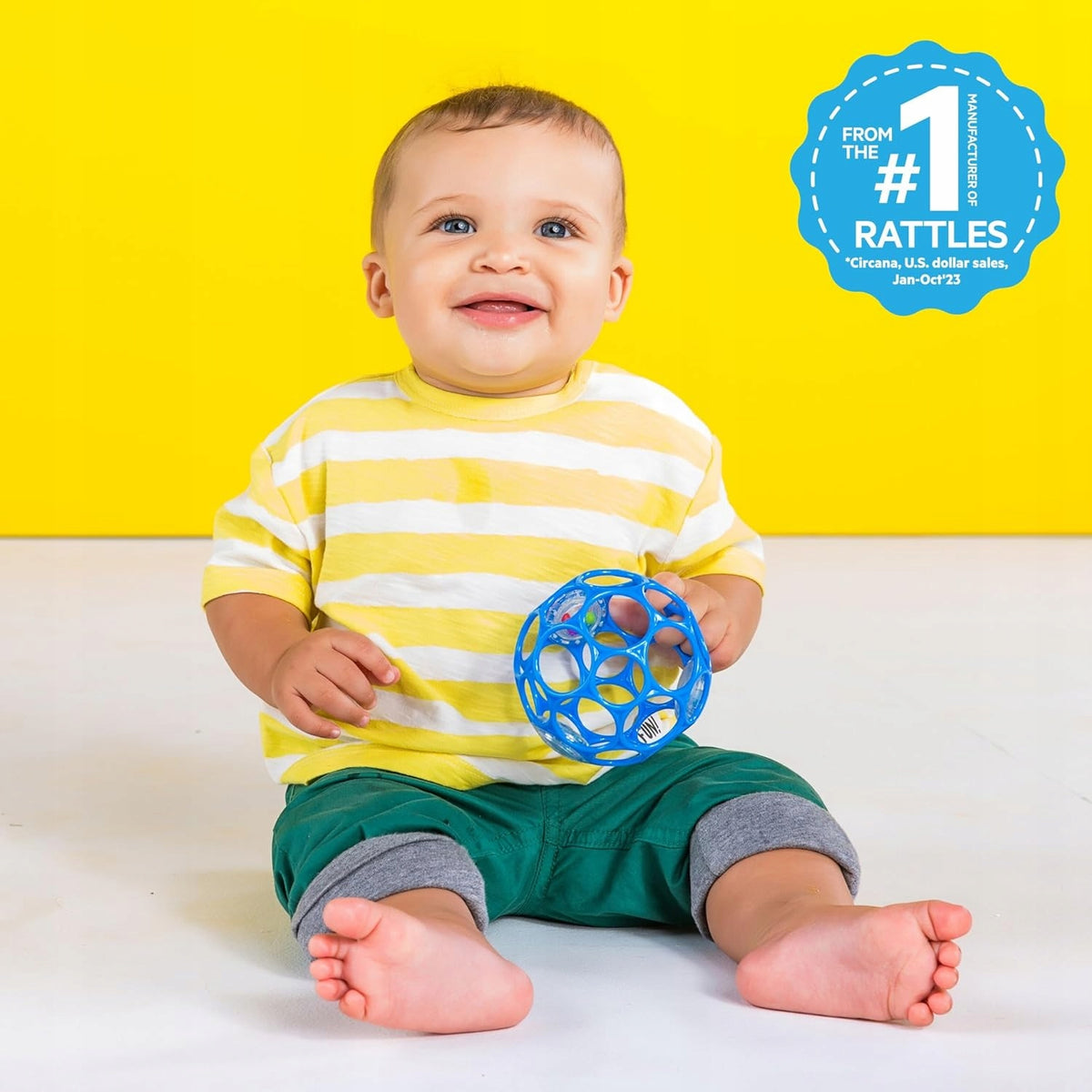 BRIGHT STARTS Oball Rattle silicone grip teether with rattle 10 cm