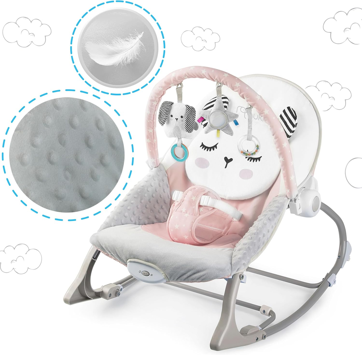 NUKIDO Ρηλάξ με δονήσεις έως 18 κιλά + μπάρα με παιχνίδια