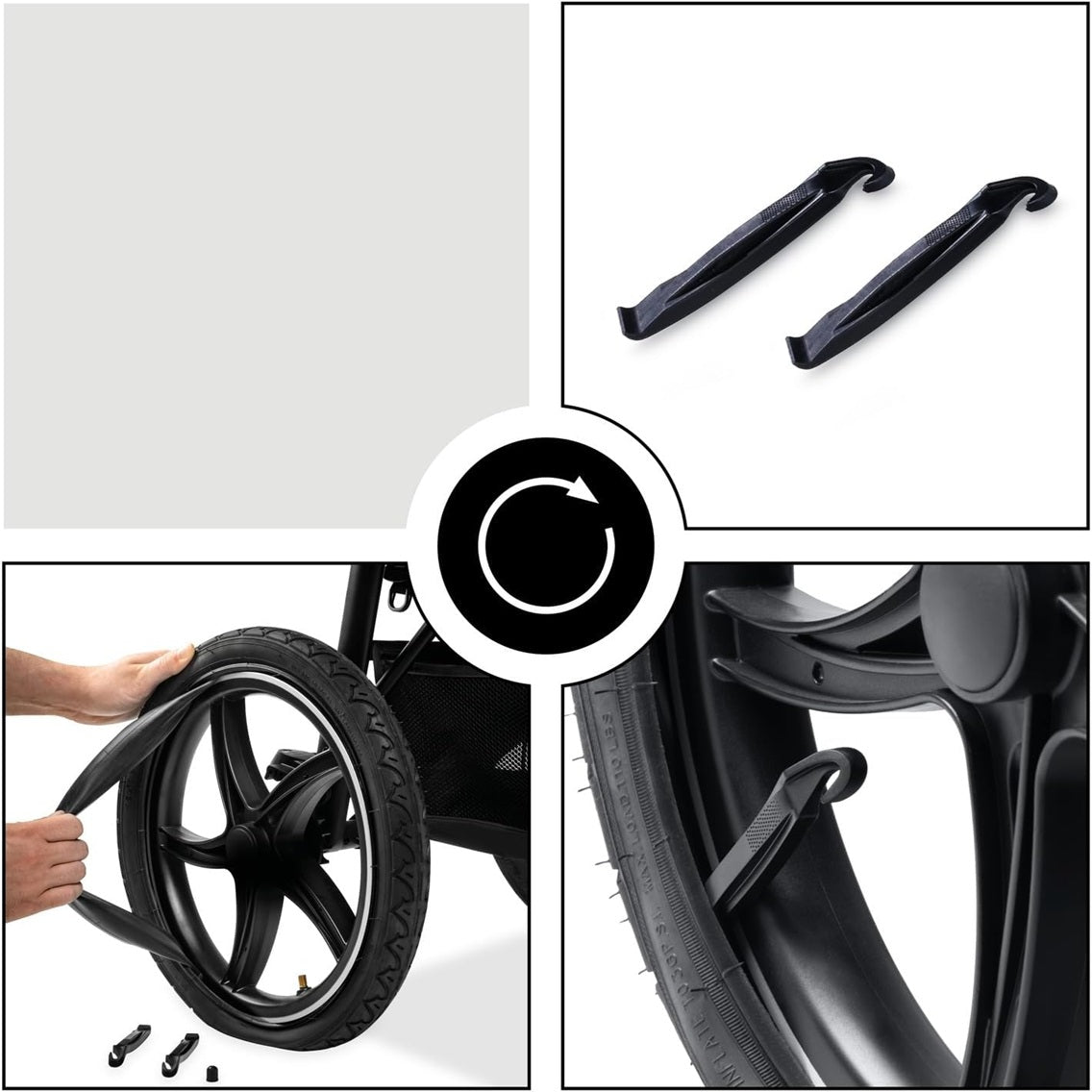 HAUCK set pentru cărucior RUNNER 2x cameră 16" + 1x cameră 12" + 2 leviere