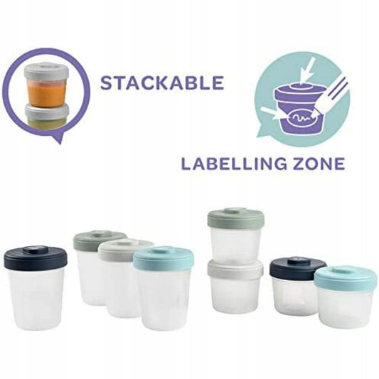 BEABA recipientes para alimentos 4 x 150 ml y 4 x 250 ml
