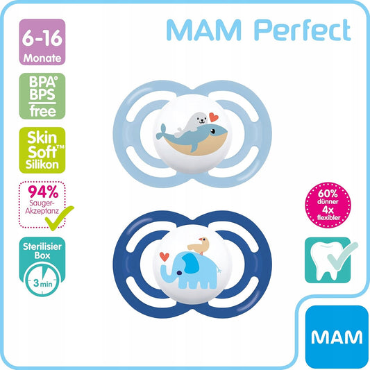 MAM Perfect πιπίλες x2 6–16 μηνών + κουτί – φωτογραφία προϊόντος 2