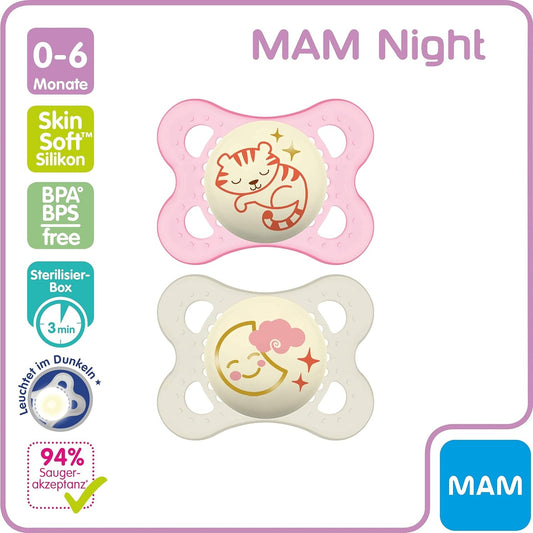MAM ORIGINAL NIGHT suzetă liniștitoare x2 0-6 luni