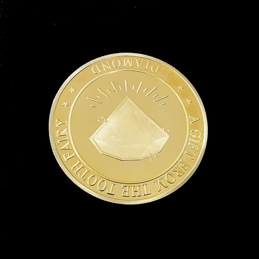 BRADOC Gouden metalen tandenfee munt voor onder het kussen 4 cm DIAMANT