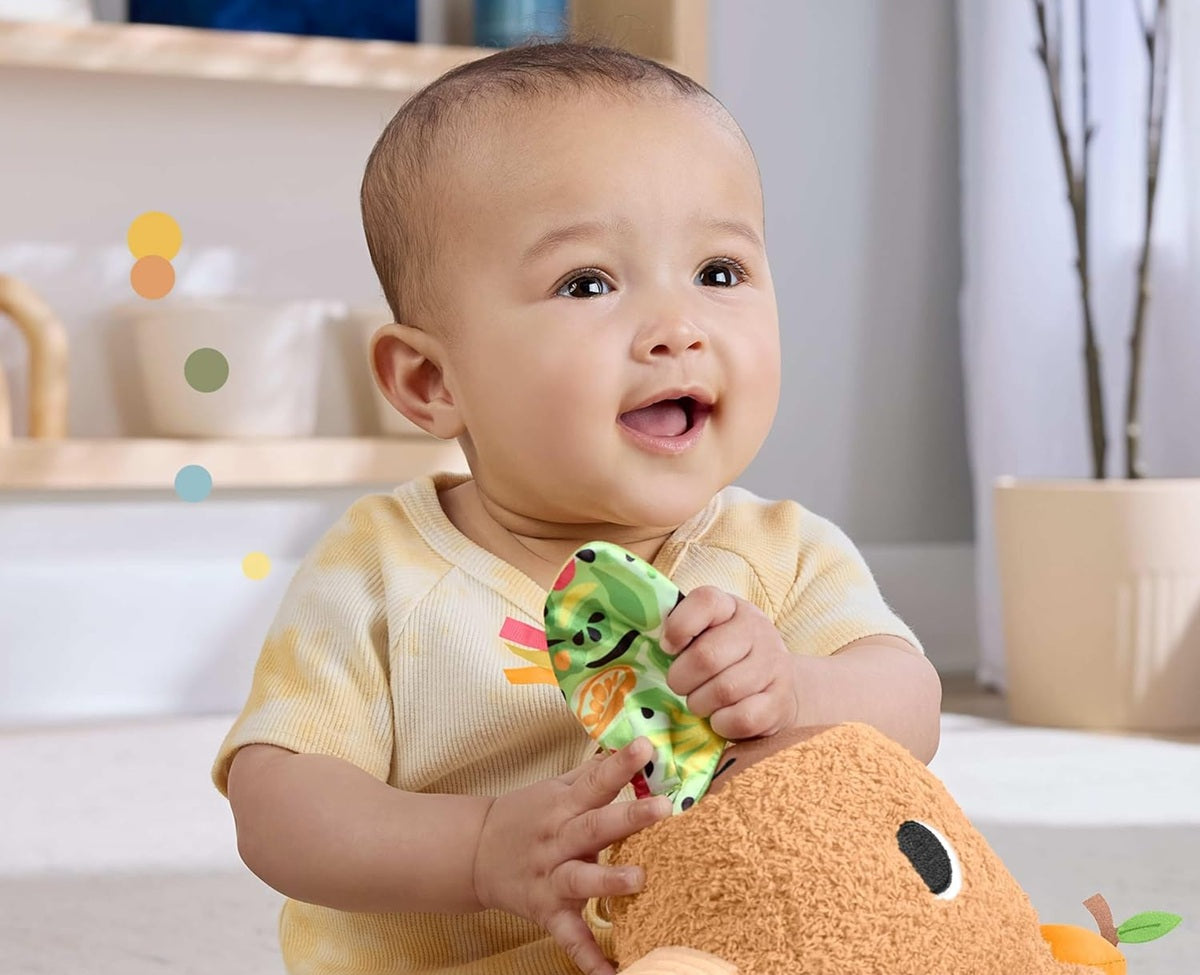 FISHER-PRICE μαλακή αισθητηριακή καπιμπάρα με οδοντοφυΐα και μαράκα 23,5 εκ.