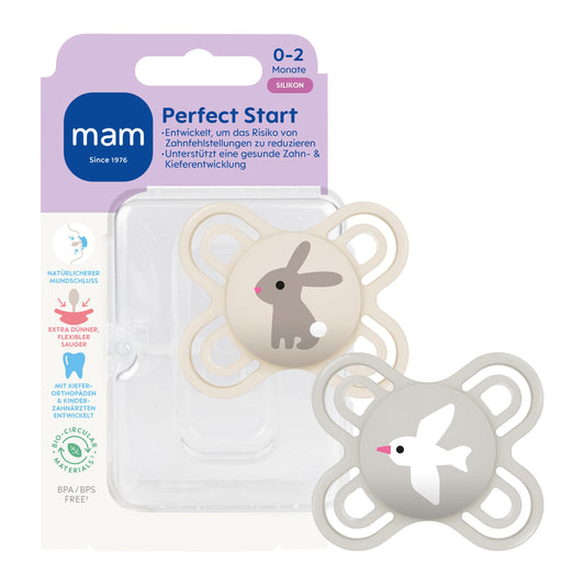 MAM Perfect Start silicone pacifier 0–2 months x2
