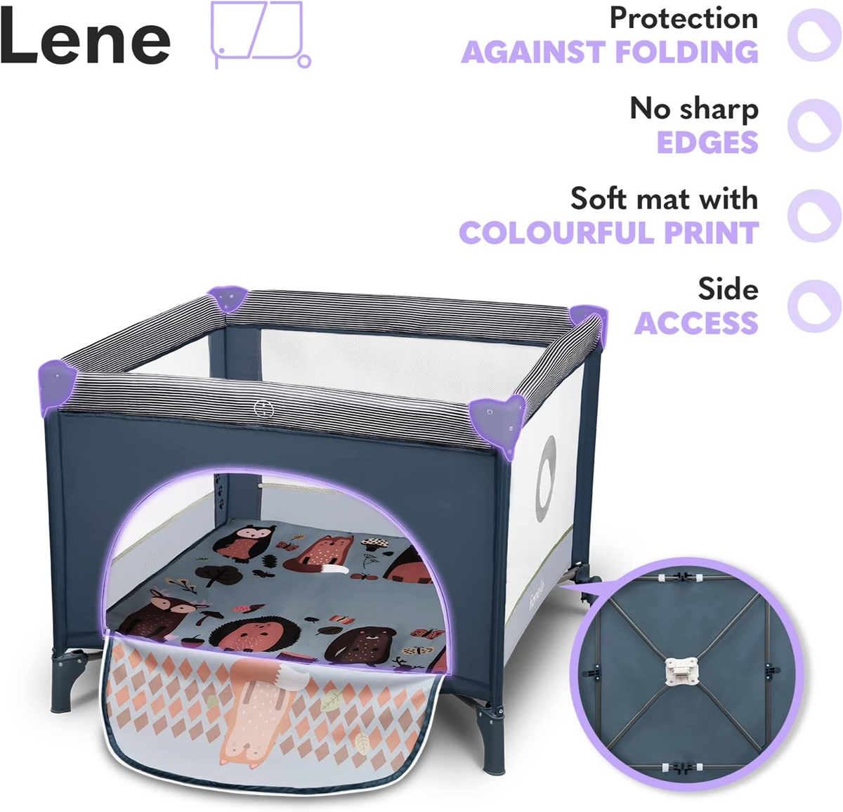 LIONELO FIE παιδικό κρεβατάκι ταξιδιού πάρκο 100 x 100 cm έως 15 kg