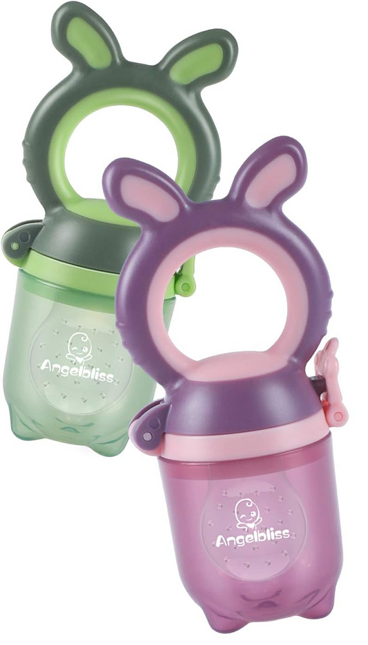 ANGELBLISS Fruchtsauger für Babys 3-12 Monate, 2 Stück, 6 Mundstücke