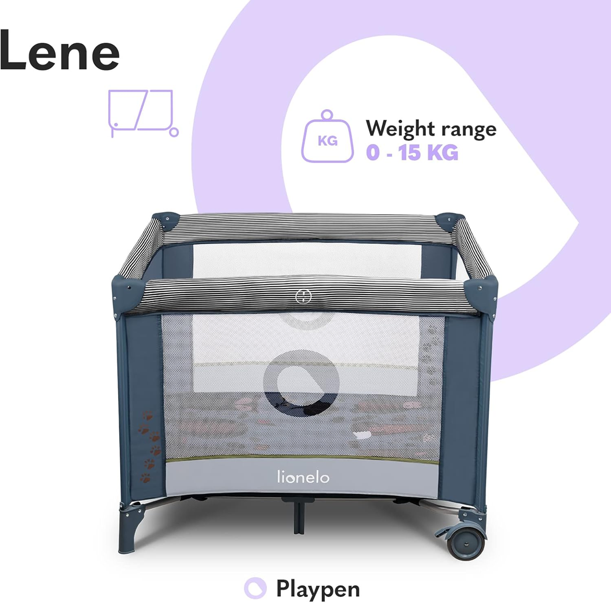 LIONELO FIE παιδικό κρεβατάκι ταξιδιού πάρκο 100 x 100 cm έως 15 kg