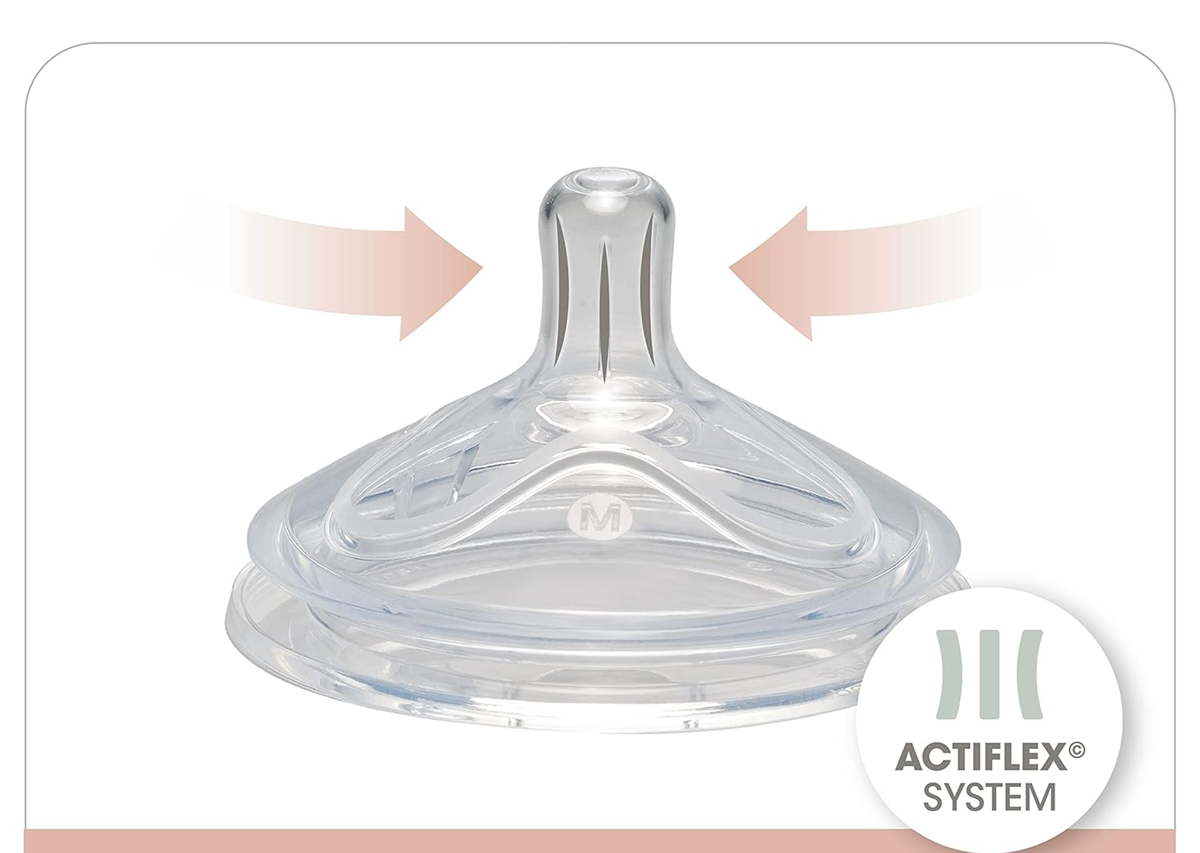 NIP First Moment μπιμπερό με θηλή μέγεθος M μεσαία ροή 270 ml ACTIFLEX