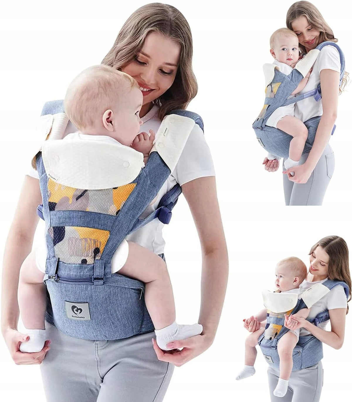 BELLABABY nosidełko ergonomiczne z pasem biodrowym 3w1 0-36msc, nosidełko dla niemowląt z 6 sposobami noszenia