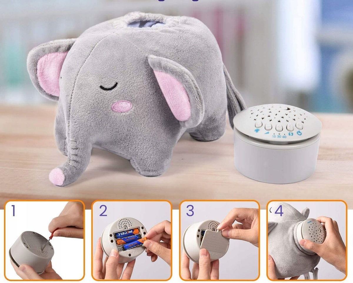 MOMCOZY προβολέας αστεριών παιχνίδι λούτρινο 15 μελωδίες και ήχους 13x19 εκ. ΕΛΕΦΑΝΤΑΣ