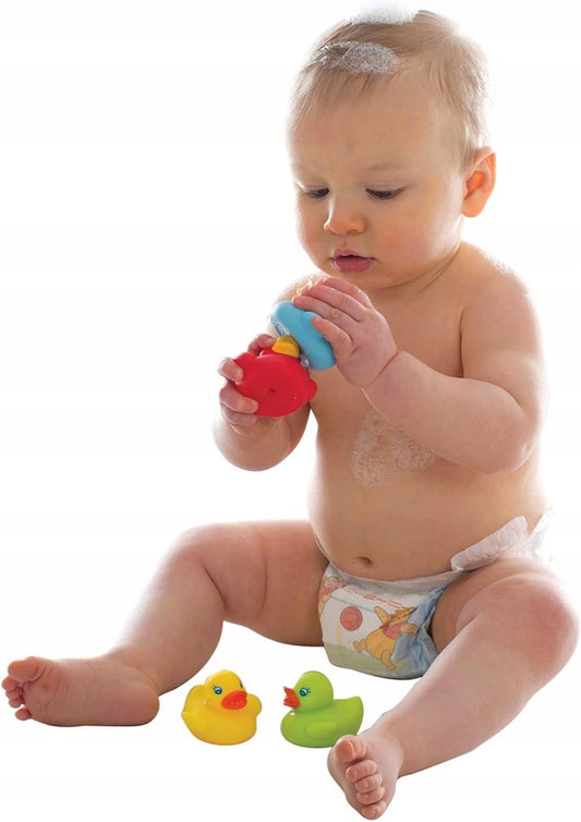 PLAYGRO Bright Baby Duckies anatre di gomma per il bagnetto 6 mesi+ 4 pezzi