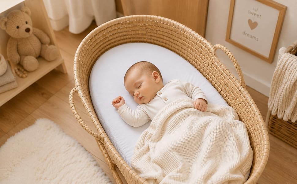 BABYPREM fitted sheets for Moses basket x2