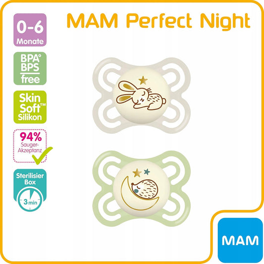 MAM Perfect Night uklidňující dudlík x2 0-6 měsíců + box