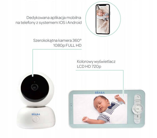 BEABA Zen Premium vigilabebés cámara 360° Full HD con aplicación móvil
