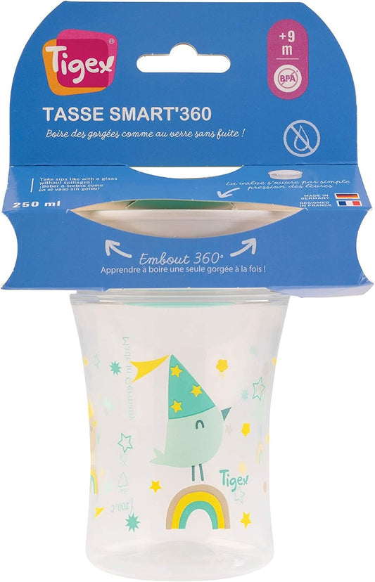 TIGEX Smart Cup kubek niekapek ustnik 360° 250 ml 9 m+ PTASZEK z nadrukiem ptaszka