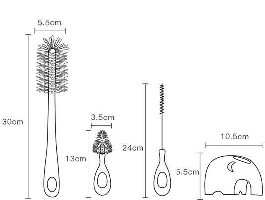 BEBAMOUR 3-in-1 Silikon-Reinigungsbürsten für Flaschen, Sauger, Strohhalme 32cm