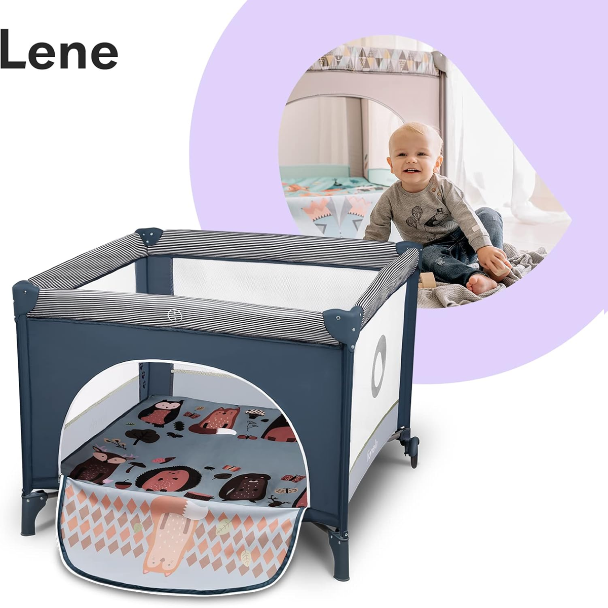 LIONELO FIE παιδικό κρεβατάκι ταξιδιού πάρκο 100 x 100 cm έως 15 kg