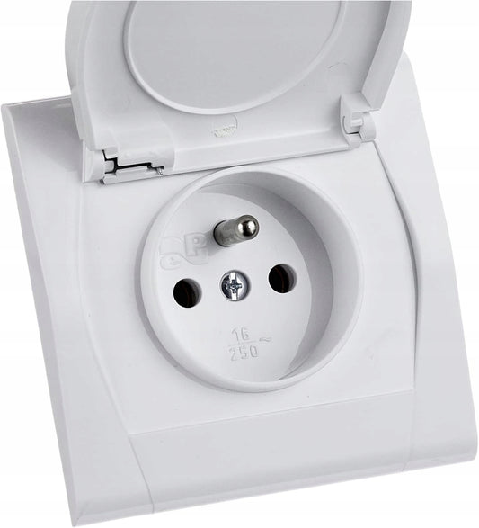 ELEKTRO-PLAST Festa enchufe eléctrico de pared con toma de tierra y tapa