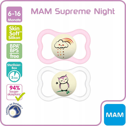 MAM SUPREME NIGHT silikónový cumlík 6-16 mesiacov