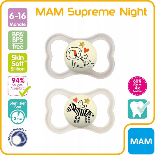 MAM SUPREME NIGHT chupete de silicona 6-16 meses
