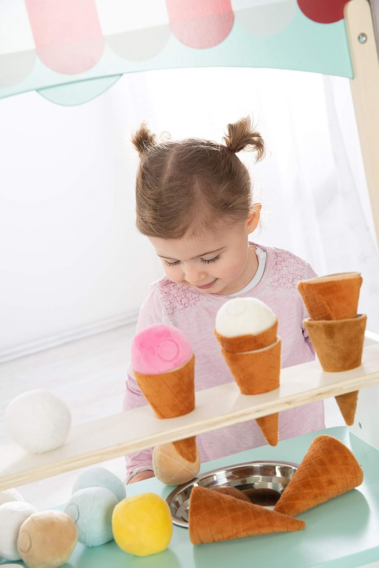 ROBA ensemble de glaces en peluche avec aimants 3 cornets 6 boules