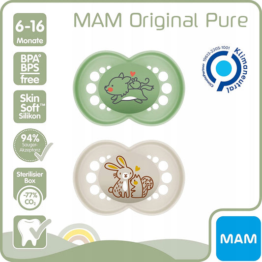 MAM PURE πιπίλα παρηγοριάς x2 6-16 +κουτί – φωτογραφία προϊόντος 2