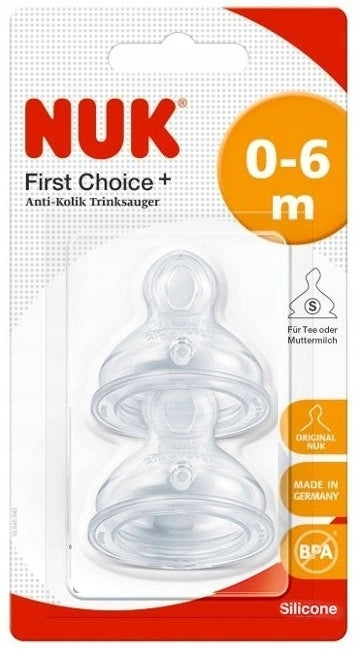 NUK First Choice+ silikonnapp till flaska 0-6 M 2 st.