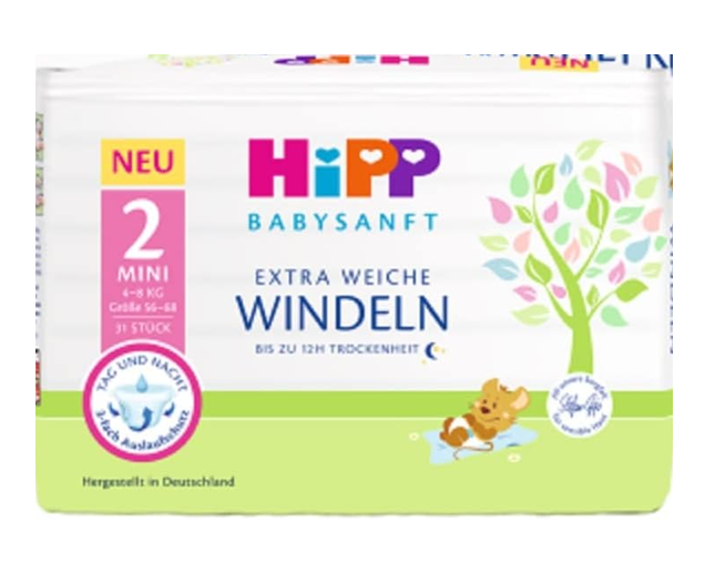HIPP πάνες μιας χρήσης μέγεθος 2 4-8kg x31