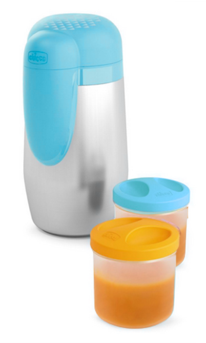 CHICCO θερμός από ανοξείδωτο ατσάλι + 2 δοχεία 5 ωρών