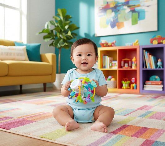 PLAYGRO Play and Learn Ball μασητικό-λαβή με κουδουνίστρα και καθρεφτάκι 14 cm – φωτογραφία προϊόντος 2
