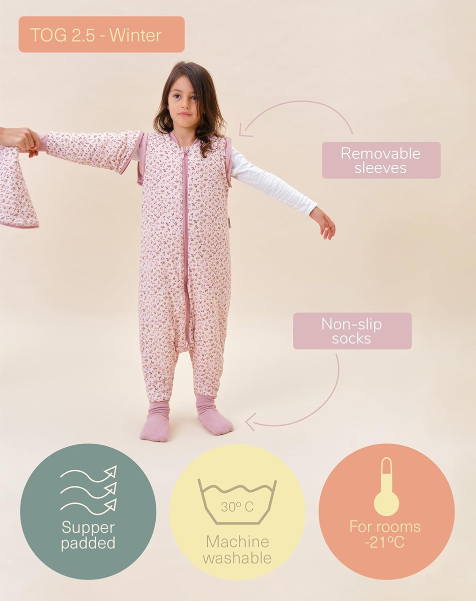 MOLIS&CO sac de dormit de iarnă 2,5 TOG, pentru 3 ani, cu mâneci detașabile