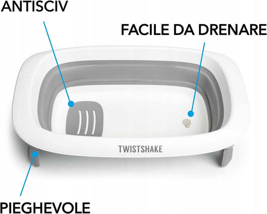 TWISTSHAKE συμπαγές πτυσσόμενο βρεφικό μπάνιο + ένθετο + κύπελλο ξεβγάλματος