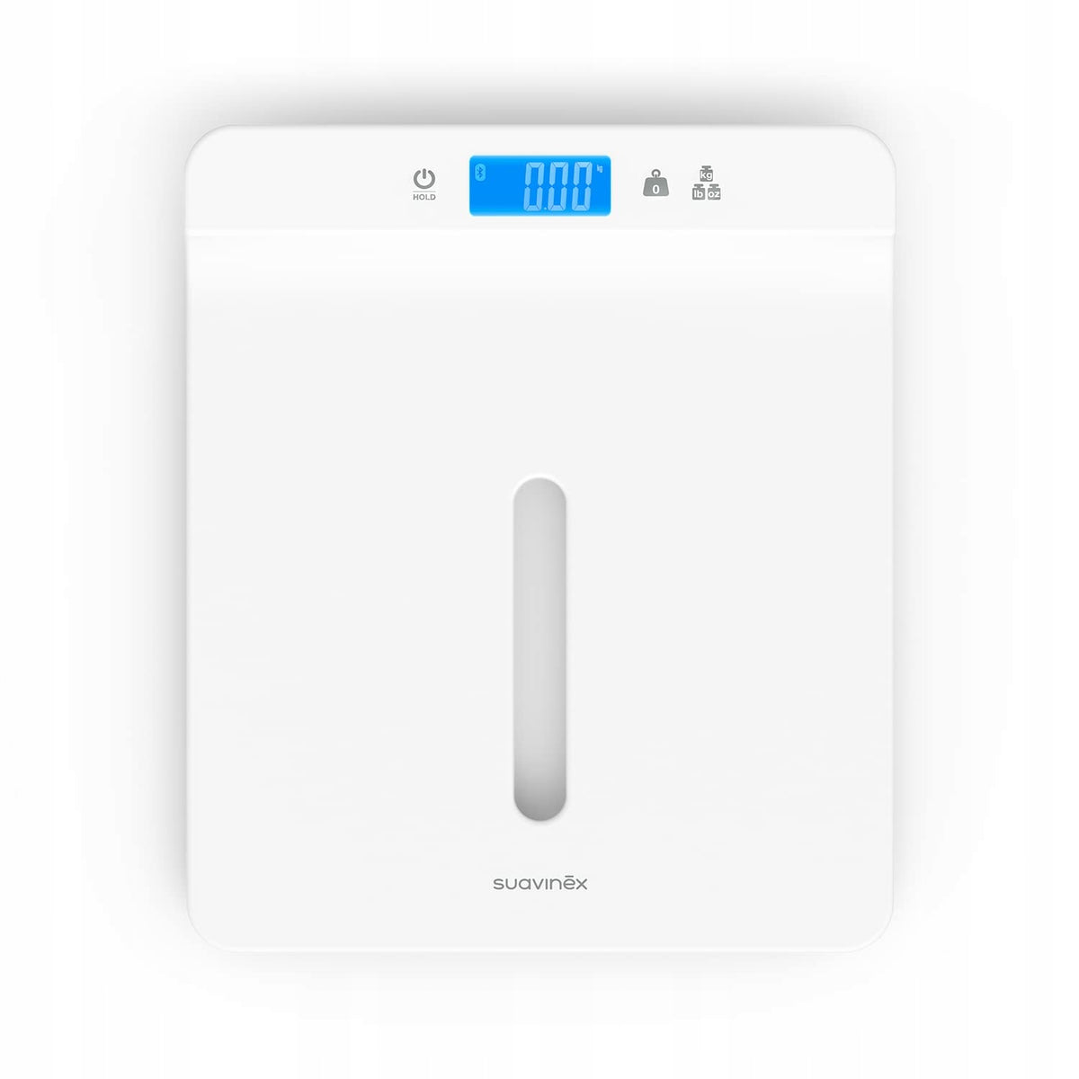 SUAVINEX 2w1 waga cyfrowa i pomiar wzrostu, biała waga smart z wyświetlaczem LED i Bluetooth