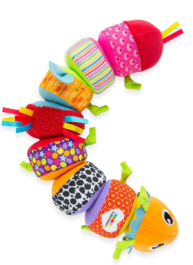 LAMAZE Mix & Match αισθητηριακή κάμπια με κουδουνίστρα, 8 κομμάτια με βέλκρο, 44 εκ.