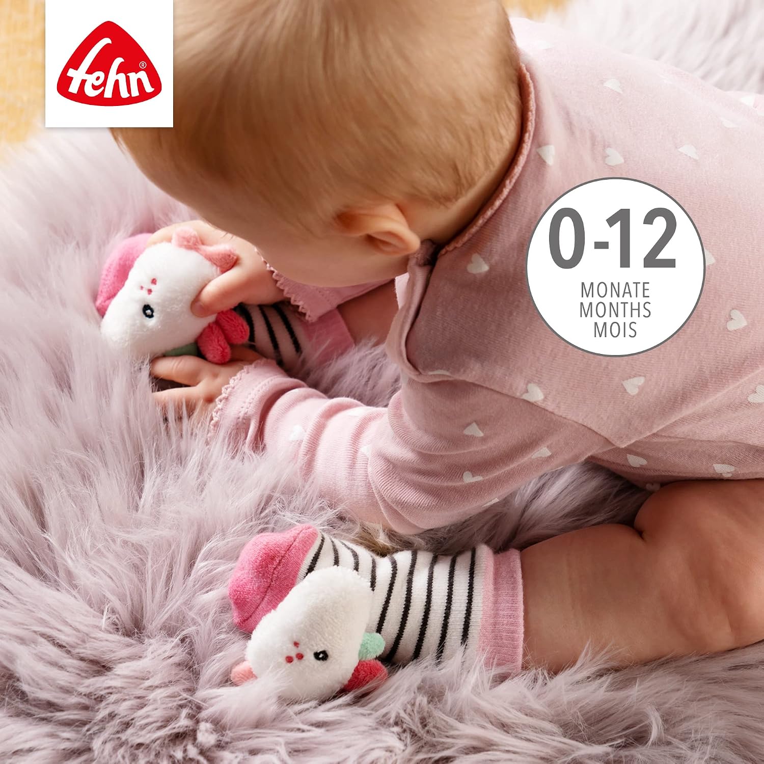 FEHN Aiko&Yuki skarpetki dla niemowląt z grzechotką 0-12 msc