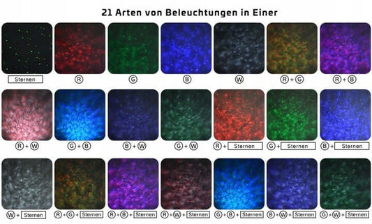 VOKSUN LED Bluetooth projektor gwiazd + pilot, 21 efektów światła i zorzy na sufit